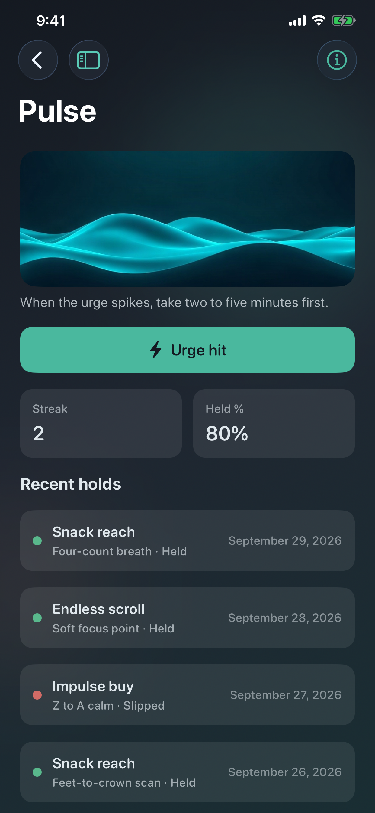 Pulse home with recent holds